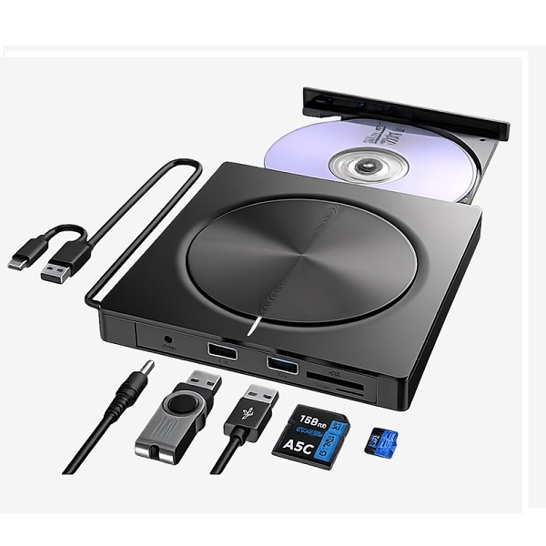 [서진네트웍스] 유니콘 5 in 1멀티 외장 CD/DVD RW USB A+C타입 USB허브 카드리더기 CD-500R