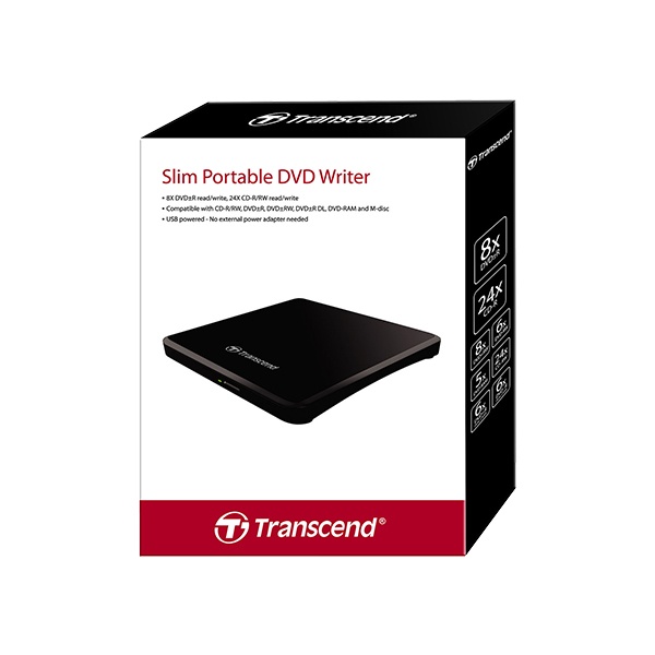 [Transcend] Extra Slim Portable CD/DVD Writer (정품박스/외장형/USB) TS8XDVDS-K [블랙]