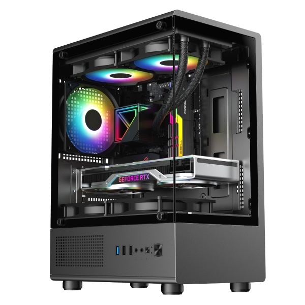 [주식회사 투민시스템] TM300 RGB 강화유리 [미니타워] [블랙]