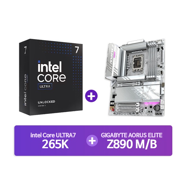 [GIGABYTE] Z890 AORUS ELITE WIFI7 ICE 피씨디렉트 + [INTEL] Ultra7 프로세서 265K 정품박스 [결합할인]