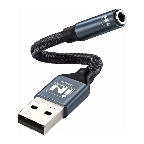 [인네트워크] USB-A 2.0 to 3.5 스테레오 M/F 4극 IN-UST4 / INV204 (외장형/USB2.0 to 3.5mm 스테레오 4극)