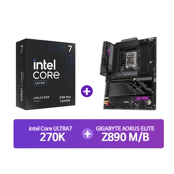 [GIGABYTE] Z890 AORUS ELITE WIFI7 피씨디렉트 + [INTEL] Ultra7 프로세서 270K 정품박스 [결합할인]